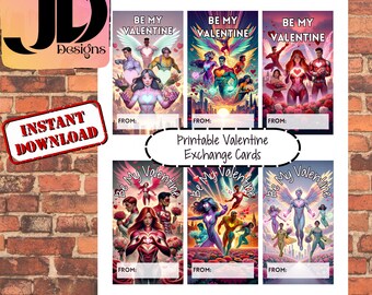 Superhero Valentine's Exchange Cards - Printable PDF