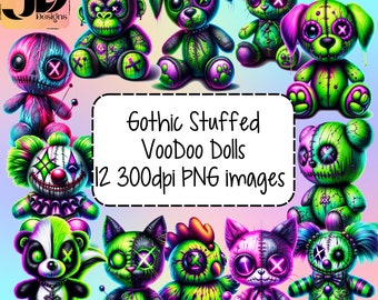 Gothic Stuffed VooDoo Dolls Clipart -PNG