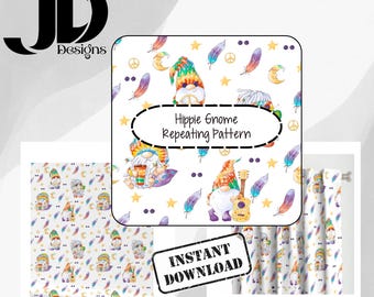 Hippie Gnome Seamless Pattern