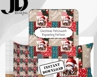 Patrón sin costuras de patchwork navideño