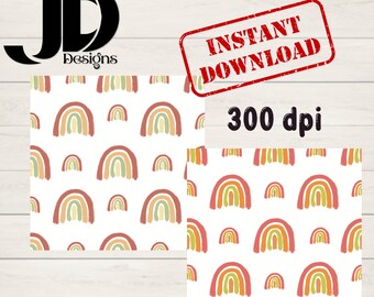 Boho Muted Rainbow Seamless Patterns PNG