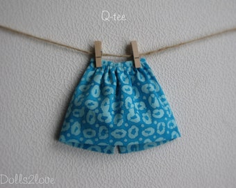 Dress for Q-tee rag doll turquoise batik