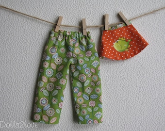 Reversible sleepwear for Q-tee rag doll green-orange