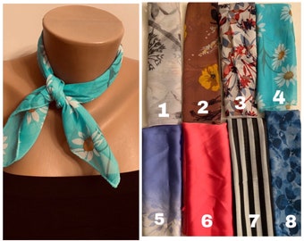 Small Chiffon Square Neckerchief, Scarf Headbands Bandanas Head Wrap Shawl Satin Stewardess Elegant Silk Scarf Fashion Printed Soft Scarves