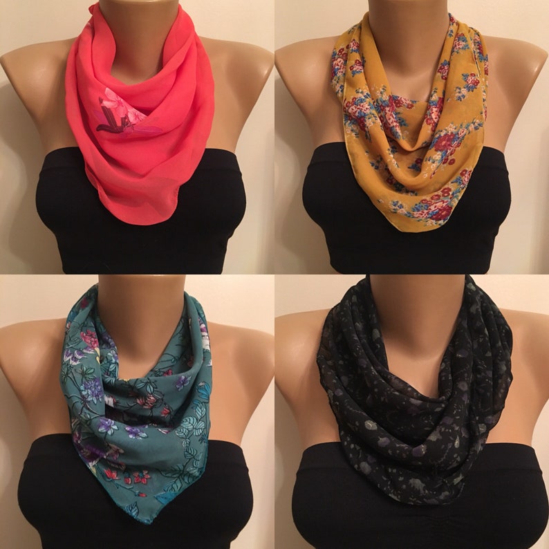 Soft Chiffon Square Scarf Headbands Bandanas Head Wrap Shawl Etsy