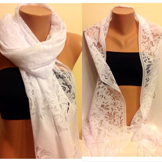 Items similar to White Tulle Wedding Shawl, Wedding Scarf, Best Bridesmaid Gift, Bridesmaid Gift