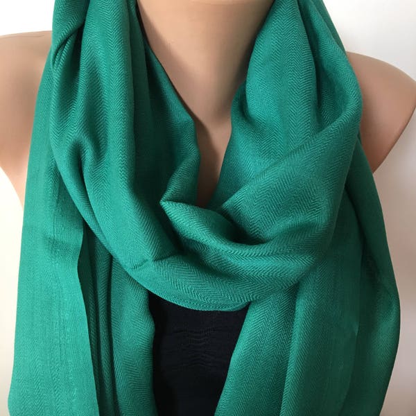 SOFT Pashmina Scarf, Emerald Green Winter Scarf, Fashion Green Scarves, Pashmina Scarf, Jade Green Scarf, Gift For Mom, Winter Sales Gifts,