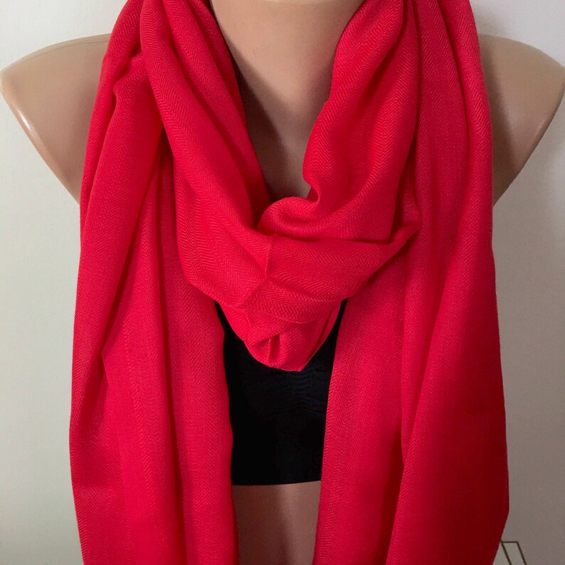 Soft Pashmina Scarf Red Heavy Winter Scarf Fashion Red Etsy 