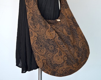 Brown Paisley Cotton Bag Handbags Hippie Bag Hobo Bag Boho Bag Shoulder Bag Sling Bag Messenger Tote Bag Crossbody Bag Purse Women
