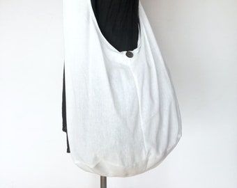 White Cotton Bag Sling Bag Messenger Bag Crossbody Bag Shoulder Bag Vintage Bag Retro Bag Hobo Bag Overnight Bag Boho Bag Market Purse