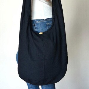 Sac en coton noir pur Sac à bandoulière Sac messager Sac bandoulière Sac à bandoulière Sac vintage Sac rétro Sac hobo Sac de voyage Sac bohème Sac à main