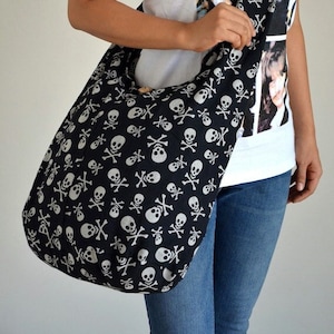 Skull Messenger Bag Gothic Bag College Bag Shoulder Bag Crossbody Bag Sling Bag Hippie Bag Hobo Bag Boho Bag Handbags Tattoo Bag, Black