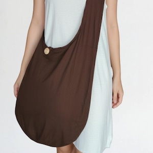 Chocolate Brown Hobo Bag Boho Crossbody Bag Slouchy Shoulder Bag Earth Tone Sling Bag Everyday Casual Bag