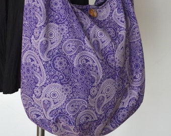 Purple Paisley Cotton Bag Handbags Hippie Bag Hobo Bag Boho Bag Shoulder Bag Sling Bag Messenger Tote Bag Crossbody Bag Purse Women