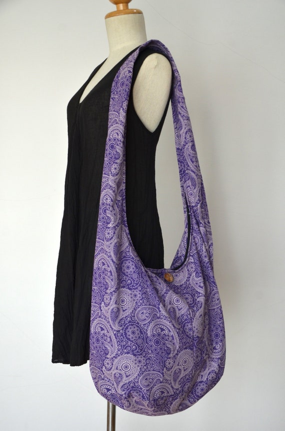 Purple Paisley Cotton Bag Handbags Hippie Bag Hobo Bag Boho | Etsy