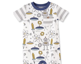 Baby Boy Short Romper - Galaxy Quest - Bamboo Cotton Ultra Soft -  Tesa Babe