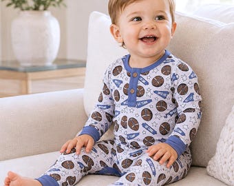 Baby Boy Football Romper - Game Day Sports Outfit - Bamboo Cotton Ultra Soft -  Tesa Babe