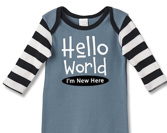 Barboteuse bébé garçon, Hello World Cotton Blue Coming Home Barboteuse 70S