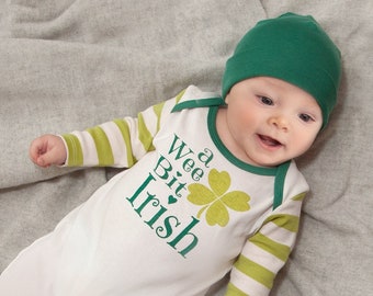 Newborn St Patrick's Day Baby Romper, 100% Cotton Playsuit, Irish Baby Shower