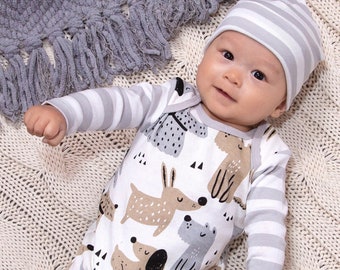 Baby Boy All Over Animal Print Short-sleeve Romper