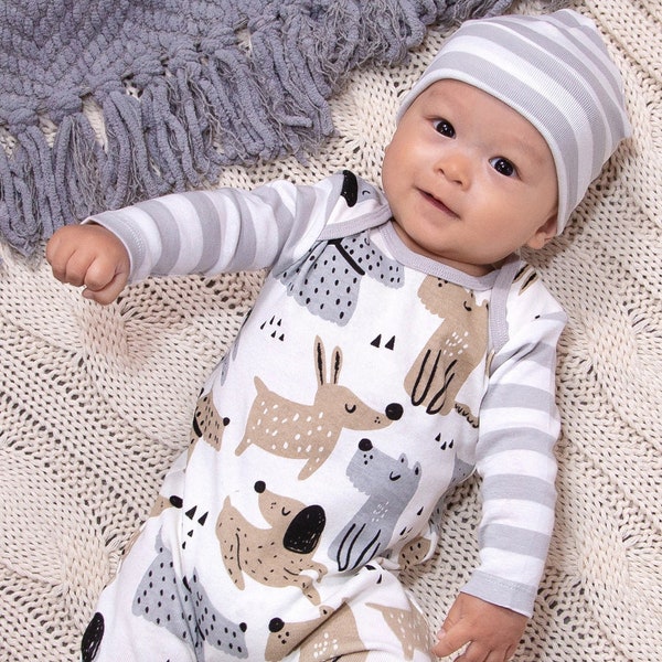 Puppy Dog Baby Boy Romper Soft & Cozy Infant Animal Boy Clothes for Newborns Cute Baby Shower Gift  Adopt a Pet Inspired Coming Home Outfit