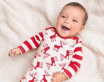 Christmas Baby Reindeer Romper, 100% Cotton Playsuit, My 1st Christmas Outfit