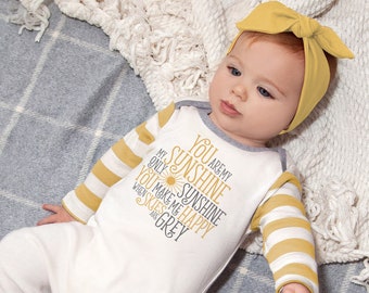 You Are My Sunshine Cotton Romper - Baby Girl or Baby Boy Outfit - Baby Shower Gift - TesaBabe