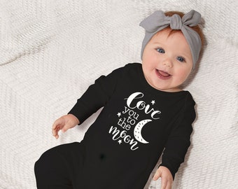 Love You to the Moon Cotton Romper - Baby Girl or Baby Boy Outfit - TesaBabe