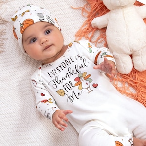 Baby Thanksgiving Romper - Everyone Is Thankful For Me Playsuit - 100% Cotton - My 1st Thanksgiving