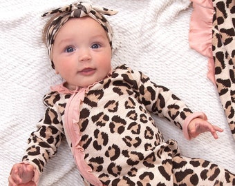 Baby Girl Hospital Outfit, Babygirl Clothes, Leopard Baby Outfit, Newborn  Zippered One Piece -  Australia