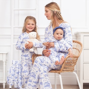 TOILE DE JOUY Bamboo Pajamas, Family Matching Pajamas, Mommy and Me, Mother's Day Gift, Womens Sleepwear