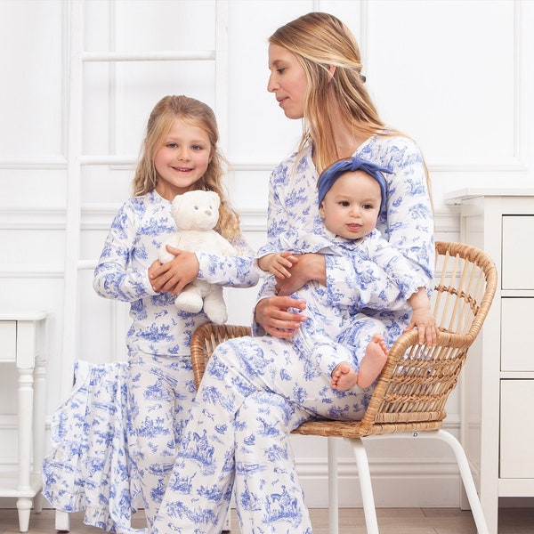 TOILE DE JOUY Bambus-Pyjama, passender Familien-Pyjama, Mama und ich, Muttertagsgeschenk, Damen-Schlafanzug