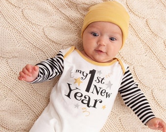 Baby New Year Outfit - Cotton Baby Romper - My 1st New Year - Girl - Boy - Neutral - New Year's Eve