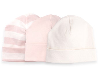 Baby Hats For Girls, Pink Baby Headwrap, Newborn Girl Coming Home Outfit, Baby Shower Gift, Infant Cap, Toddler Beanie, Striped Hat TesaBabe