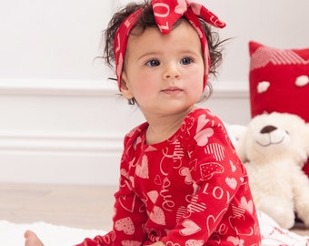 Baby Girl Valentine Outfit, Red Hearts Romper, Newborn Girl Coming Home Outfit, Babygirl Clothes