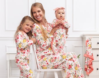 Floral Bamboo Pajamas, Family Matching Pajamas, Mommy and Me, Mother's Day Gift