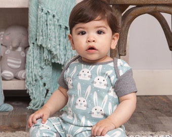 Newborn Boy Easter Romper - 100% Cotton Baby Boy Bunny Outift - Tesa Babe