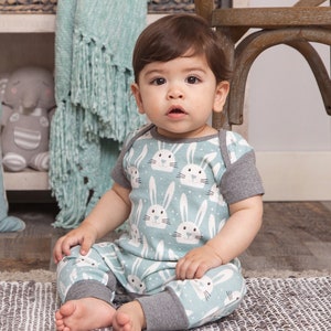 Newborn Boy Easter Romper - 100% Cotton Baby Boy Bunny Outift - Tesa Babe