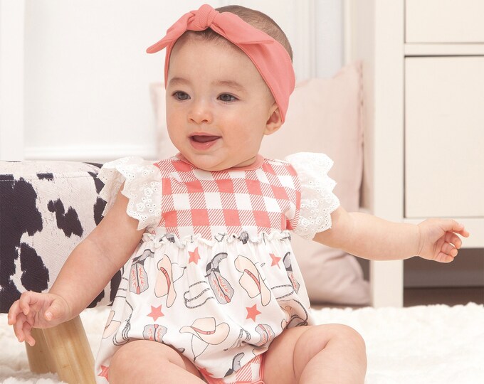 Western Baby Gift Set Made of Bamboo and Cotton Cowgirl Boots Skirted