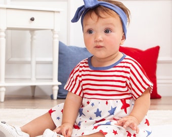Baby Girl 4th of July Dress, Stars & Stripes My 1st 4th of July Outfit, Girl Dresses, Tesa Babe