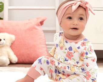 Tenue de Pâques bébé fille - Coton ultra doux - Lapins et fleurs - Volants sur corsage - Vêtements bébé fille, Tesa Babe