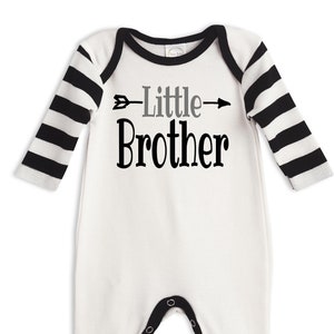 Little Brother Romper with Black Stripe Sleeves in 100% Cotton