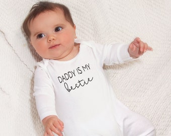 Daddy Is My Bestie Cotton Romper - Baby Girl or Baby Boy Outfit - Father's Day Gift - Size 3-6 Months