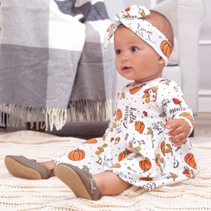 Thanksgiving Baby Girl Dress - Pumpkin Harvest Outfit - First Thanksgiving - Pumpkin Patch