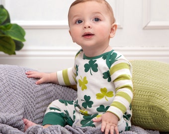 Shamrocks & Clovers Baby Romper 100% Cotton - Newborn Girl Boy Irish - Celtic - St. Patrick's Day - Tesa Babe