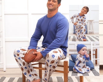 GAME DAY Bamboo Pajamas, Family Matching Pajamas, Daddy and Me, American Football, Father's Day Gift, Mens Sleepwear, Sportsman Gift