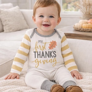Baby's First Thanksgiving Romper: Bamboo Cotton Turkey Day Outfit