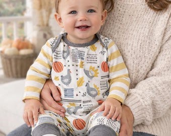 Baby Thanksgiving Romper - Ultra Soft Bamboo Cotton Blend Romper Playsuit - Girl - Boy - Family Matching