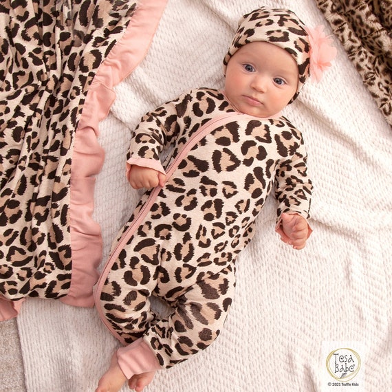 Baby Girl Leopard Zipper Romper Cotton/Spandex Hospital - Etsy 日本