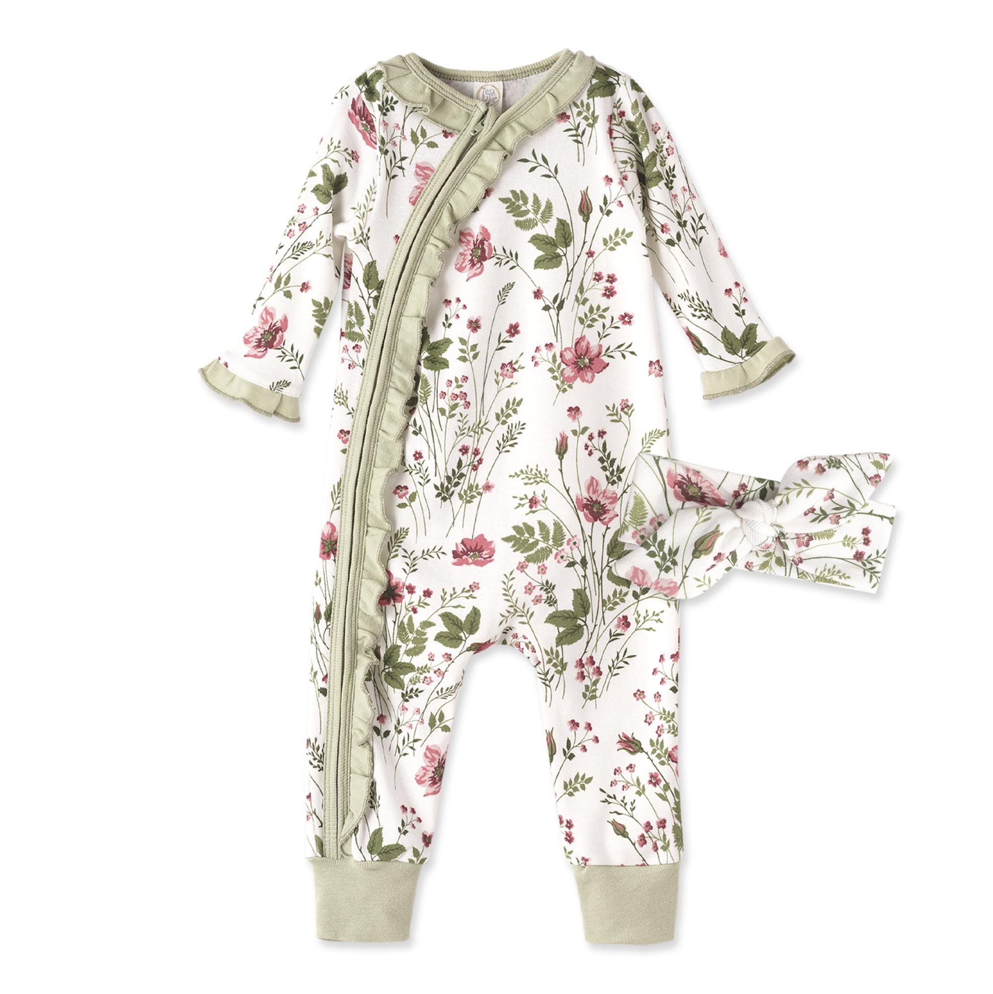 Floral Newborn Romper: Bamboo Cotton Blend Baby Clothes, Headband - Etsy